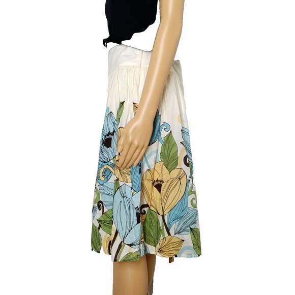 Women's Size10 Cotton Skirt Floral Pleated Boho Modest Church Casual Office - Picture 4 of 6